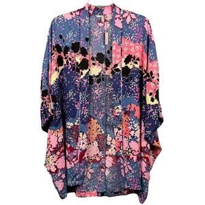 Victoria's Secret Floral Kimono Cardigan Cover Up Blouse Open‎ Front Size XS/S